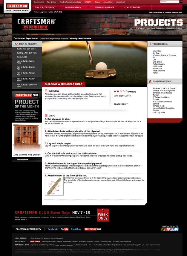 Craftsman Experience Project Page